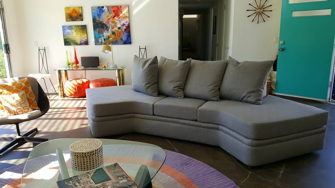Gray upholstery corner sectional for private residence in Palm Desert