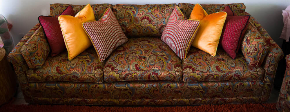 Ultra luxury sofa with a floral upholstery print upholstered for private residence in Indian Wells